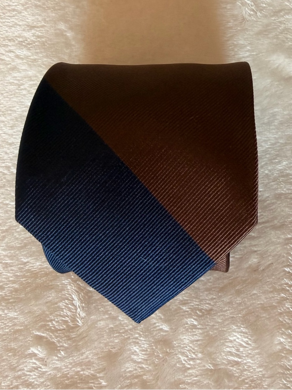 Merona Navy and Brown Diagonal Stripe Tie